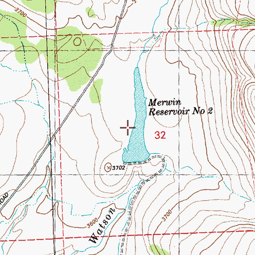 Topographic Map of Merwin Reservoir Number 2, OR