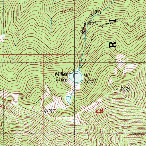Topographic Map of Miller Lake Dam, OR