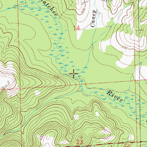 Topographic Map of Caney Branch, AL