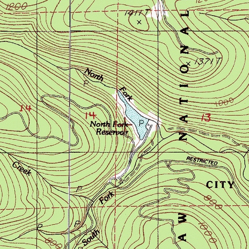 Topographic Map of North Fork Dam, OR