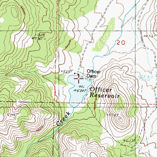 Topographic Map of Officers Dam, OR