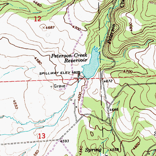Topographic Map of Peterson Creek Dam, OR