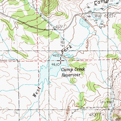 Topographic Map of Rickmans Camp Creek Number 2 Dam, OR