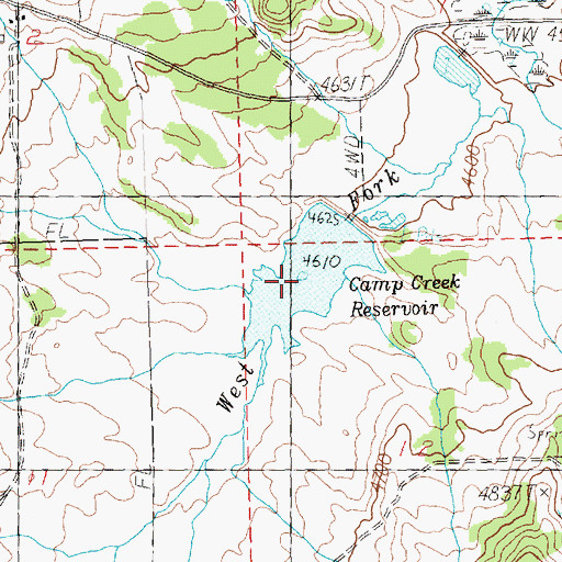 Topographic Map of Rickmans Camp Creek Reservoir Number Two, OR