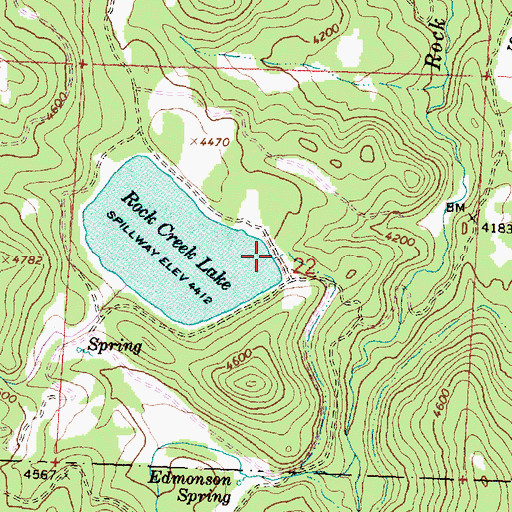 Topographic Map of Rock Creek Lake Dam, OR