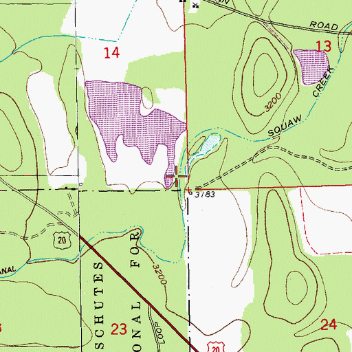 Topographic Map of Three Sisters Irrigation District Dam, OR