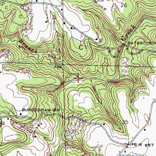 Topographic Map of Caney Branch, AL