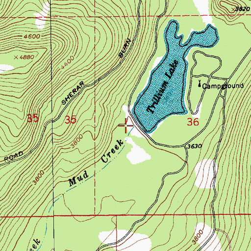 Topographic Map of Trillium Lake Dam, OR