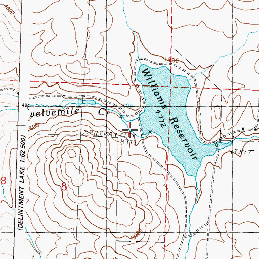 Topographic Map of Twelvemile Dam, OR