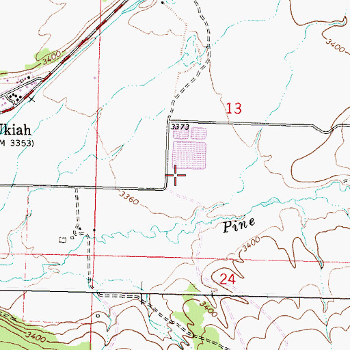 Topographic Map of Ukiah Sewage Lagoon Dam, OR
