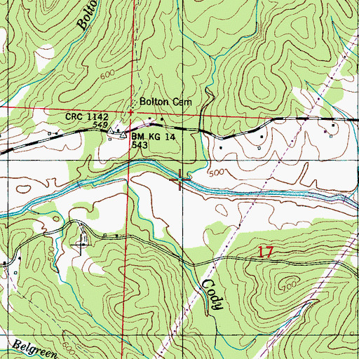 Topographic Map of Caney Branch, AL