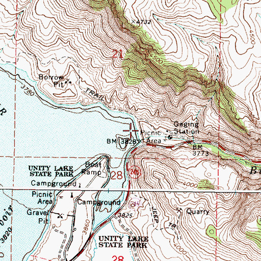 Topographic Map of Unity Dam, OR