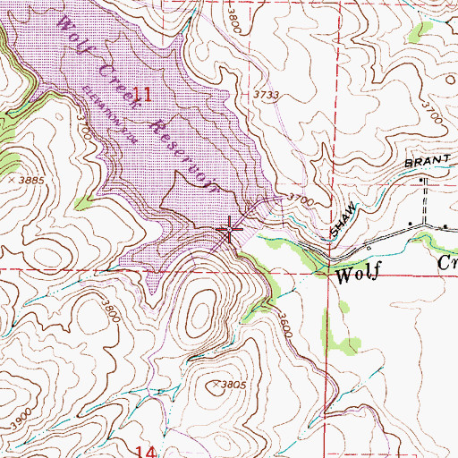 Topographic Map of Wolf Creek Dam, OR