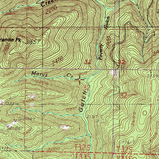 Topographic Map of Marys Creek, OR