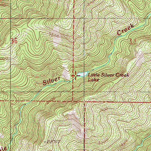 Topographic Map of Little Silver Creek Lake, OR
