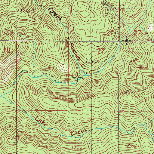 Topographic Map of Rawhide Creek, OR