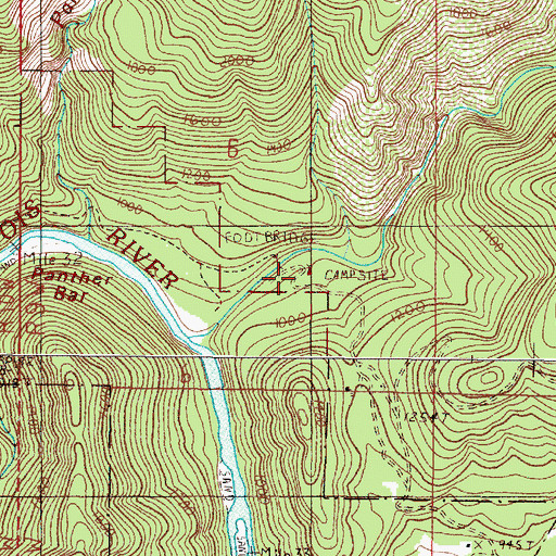 Topographic Map of Briggs Creek Recreation Site, OR