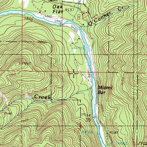 Topographic Map of Miami Bar, OR