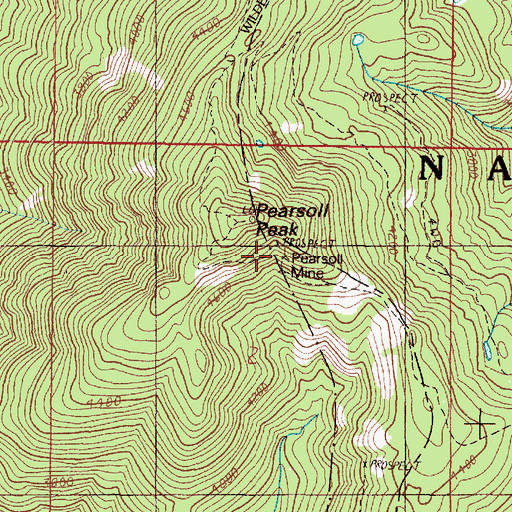 Topographic Map of Pearsoll Mine, OR