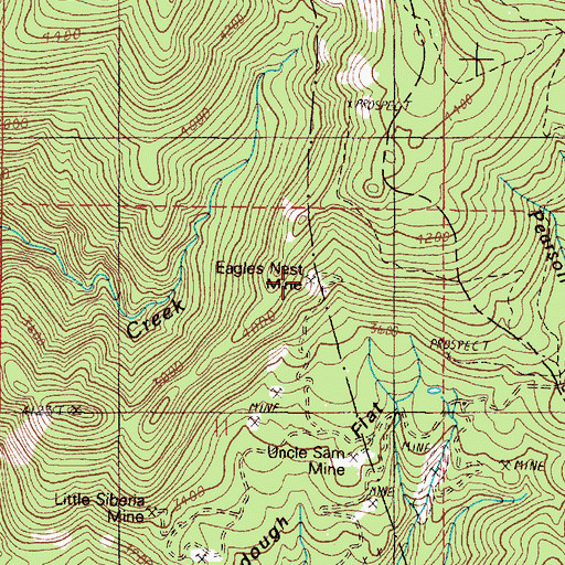 Topographic Map of Eagles Nest Mine, OR