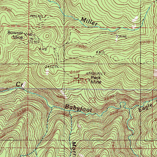 Topographic Map of Peck Mine, OR