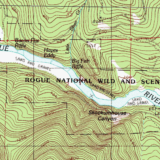 Topographic Map of Rogue National Wild and Scenic River, OR