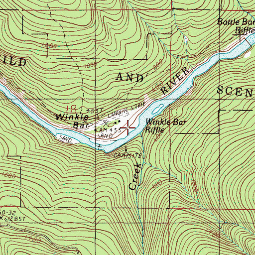 Topographic Map of Winkle Bar Riffle, OR