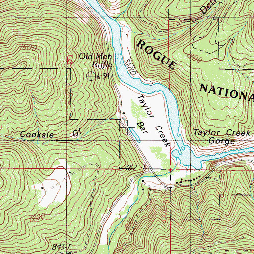 Topographic Map of Taylor Creek Bar, OR