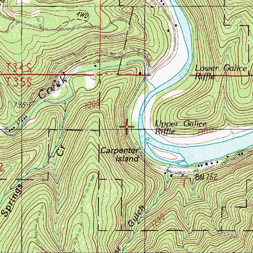 Topographic Map of Upper Galice Riffle, OR