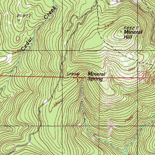 Topographic Map of Mineral Spring, OR