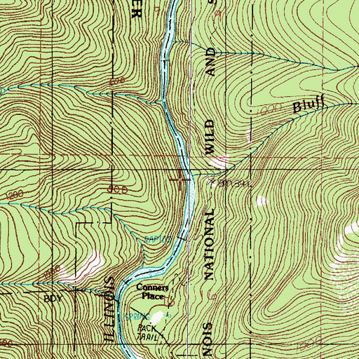 Topographic Map of Bluff Creek, OR
