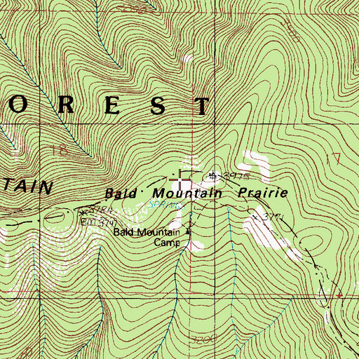 Topographic Map of Bald Mountain Prairie, OR