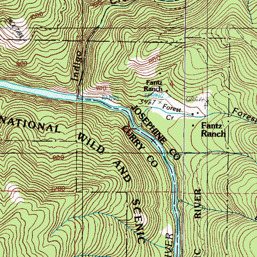 Topographic Map of Forest Creek, OR