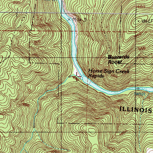 Topographic Map of Horse Sign Creek Rapids, OR