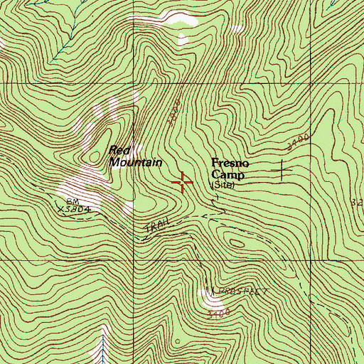 Topographic Map of Fresno Camp, OR