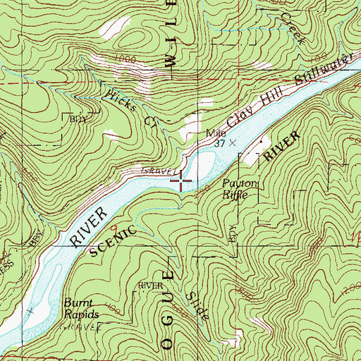 Topographic Map of Payton Riffle, OR