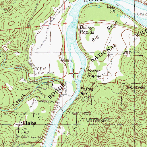 Topographic Map of Foster Rapids, OR