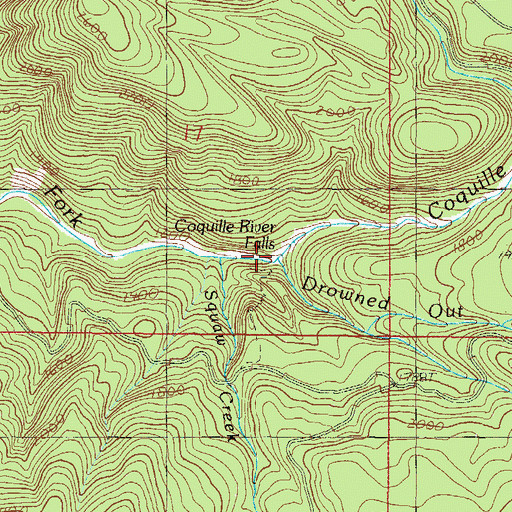 Topographic Map of Coquille River Falls, OR