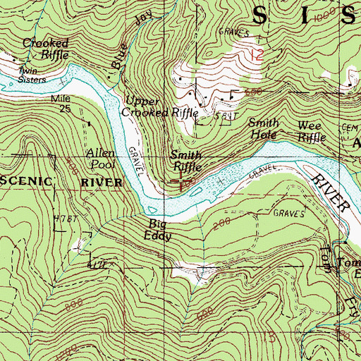 Topographic Map of Smith Riffle, OR