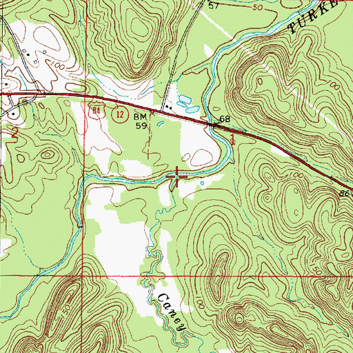 Topographic Map of Caney Creek, AL