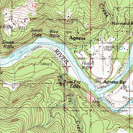 Topographic Map of Hotel Riffle, OR