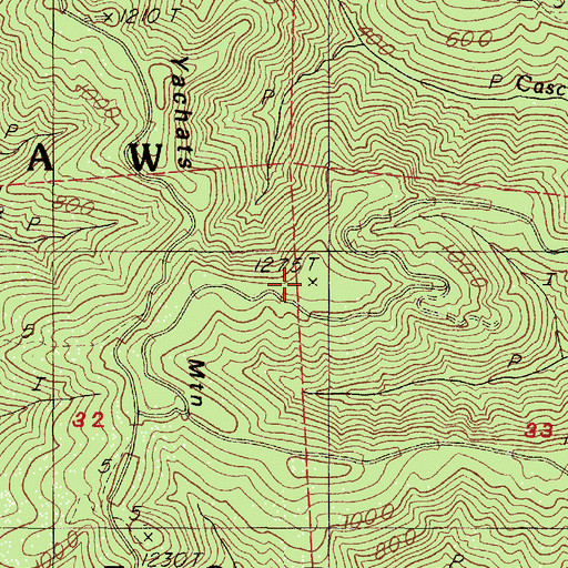 Topographic Map of Yachats Ridge, OR