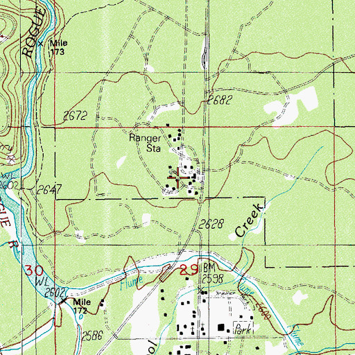 Topographic Map of Rogue River Siskiyou National Forest Law Enforcement High Cascades Ranger District Prospect, OR