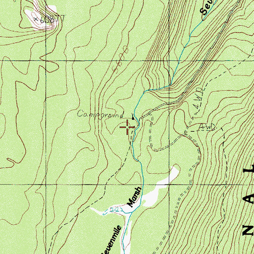 Topographic Map of Sevenmile Marsh Trailhead, OR