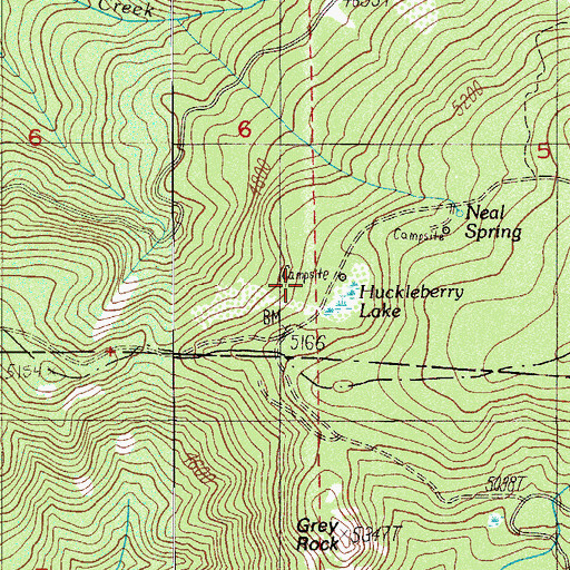 Topographic Map of Huckleberry Lake Campground, OR