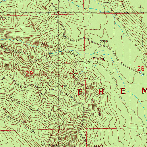 Topographic Map of Dice Spring, OR