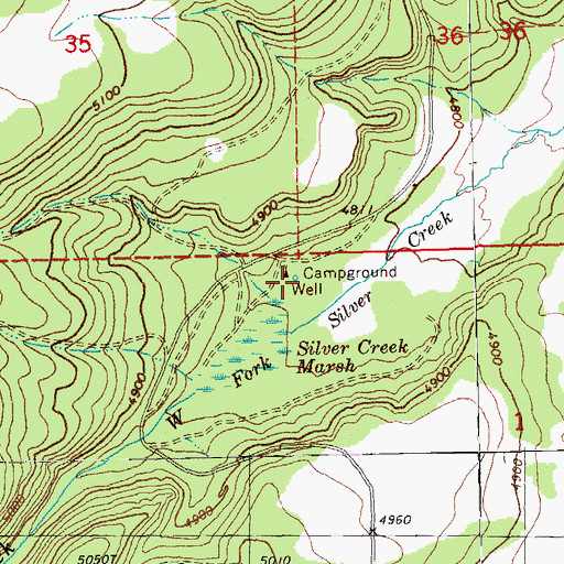 Topographic Map of Silver Creek Marsh Recreation Site, OR