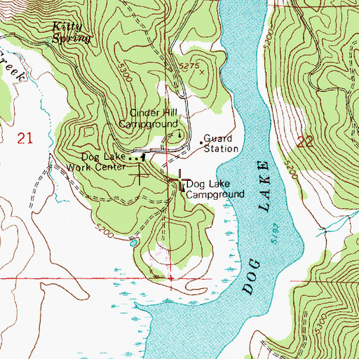 Topographic Map of Dog Lake Recreation Site, OR