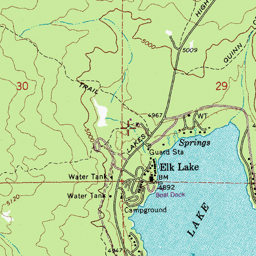 Topographic Map of Elk Lake Pack Station, OR