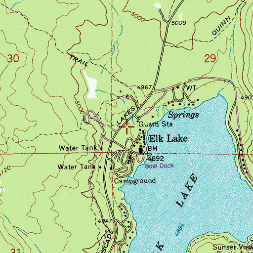 Topographic Map of Elk Lake Guard Station, OR